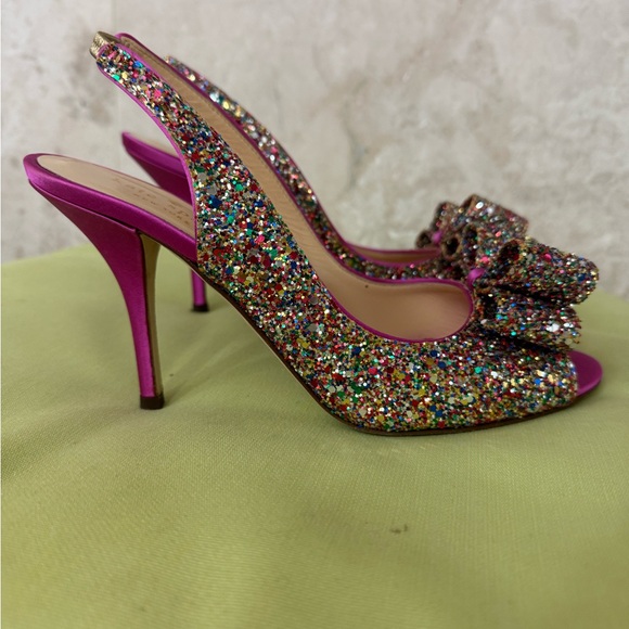 Kate Spade Pink Multicolor Glitter Heels - Picture 1 of 4